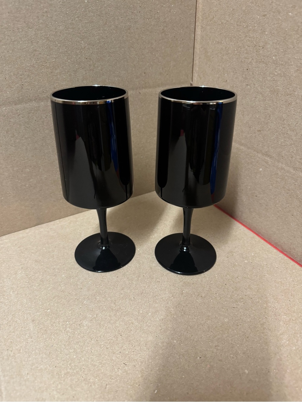 Lenox Venture Black (Platinum Trim) Water Goblets Set Of 2